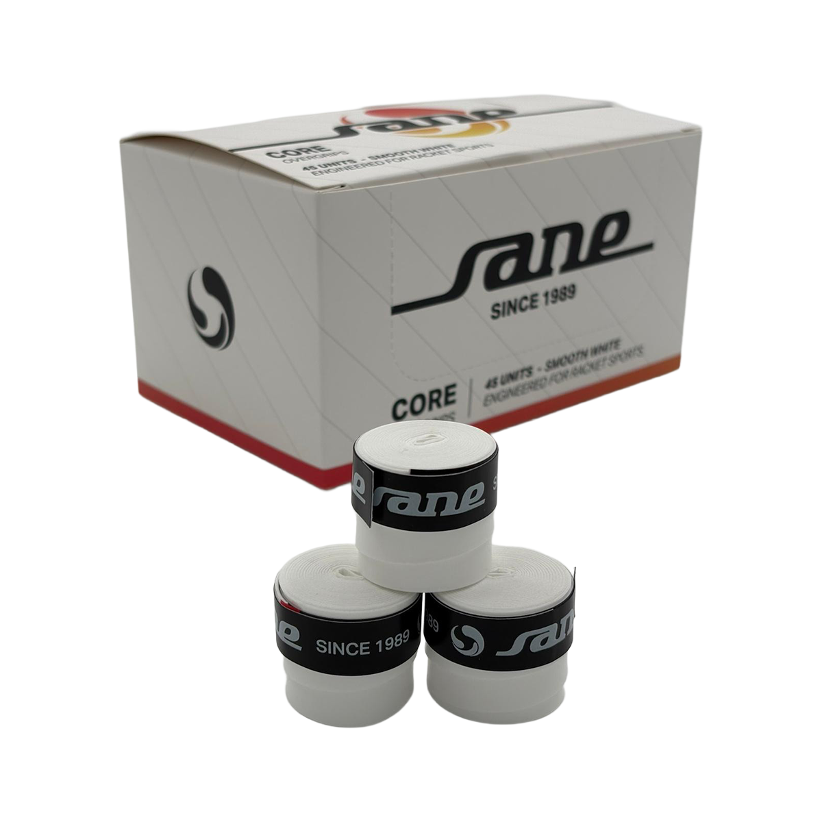 SANE CORE Overgrips – White Smooth – 45 Pack