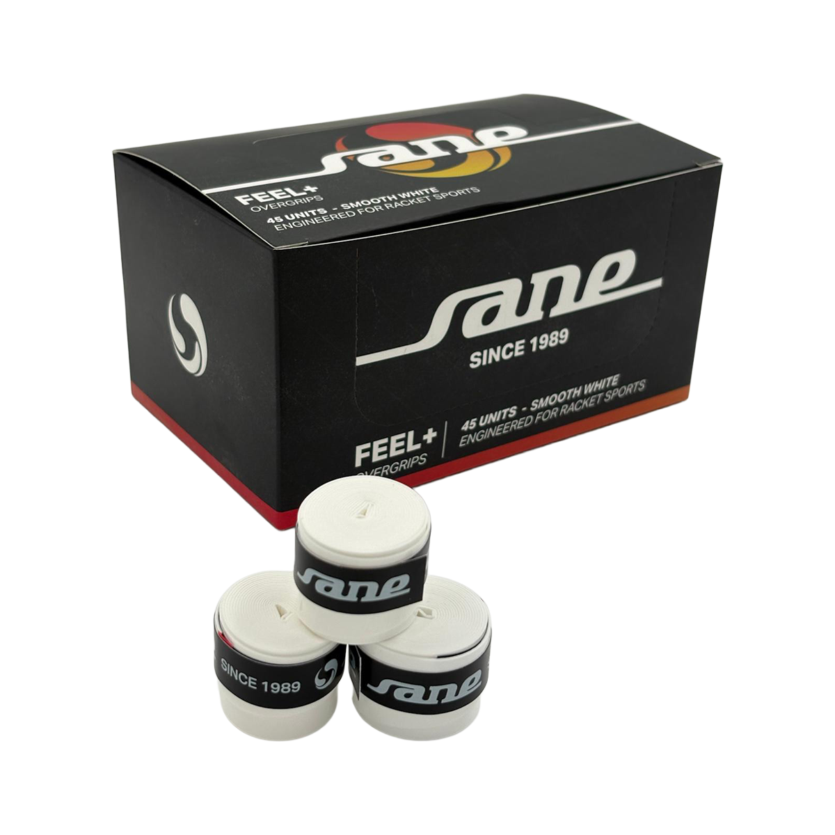 SANE FEEL+ Overgrips – White Smooth – 45 Pack